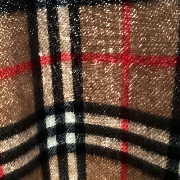 Vintage Burberrys Burberry Camel Nova Check Cashmere Scarf 57" x 12" - Picture 7 of 8